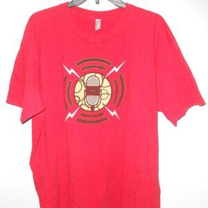 American Apparel Men's Red Radio Microphone Crew Neck T-Shirt Size-2XL
